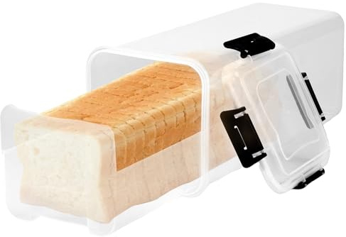 Bread Storage Container, Loaf Keeper, Bread Box with Airtight Lid, BPA-Free Plastic Sandwich Bread Dispenser to Keep Fresh Reusable Airtight Loaf Container for Bagel, Homemade Bread, Toast