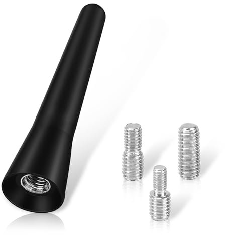 6.5cm Mini Car Radio Aerial Antenna, FM AM DAB Universal Roof Cars Aerial Mast Replacement Small Short Rod Car Antenna Aerials Accessories Strong Reception Screws in M4 M5 M6 (6.5CM)