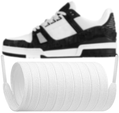Endoto Shoelaces for LV Louis Vuitton Flat Shoe Laces Replacement Men Women Sneakers Shoes Strings(White,Size:55Inch)