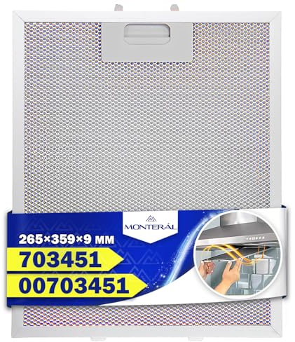 Aluminium Cooker Hood Filter 265x359x9mm Original Code 00703451 for Bosch | Original Code 703451 10035302 for Siemens for Balay - Warranty 10 Years - MONTERAL