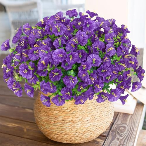Weldomcor 10 buntar konstgjorda blommor utomhus, konstgjorda blommor som äkta UV-resistent utomhus väderbeständiga konstgjorda balkongväxter för grävar balkong balkonglåda veranda hängande trädgård