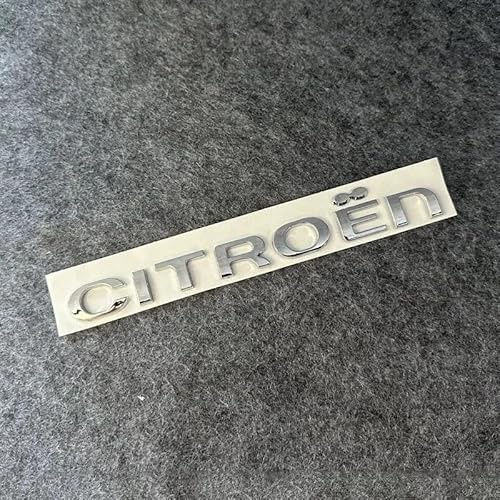 YCDSSM Car Emblem for Citroen C1, Badge Emblem Logo Letters Car Side Hood Trunk Exterior Stickers Nameplate Durability Decoration Modified Stylish Accessories,Silver