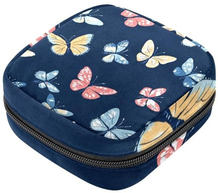 Borsa per assorbenti con motivo a farfalle colorate, borsa per il primo ciclo mestruale per donne e ragazze, porta coppetta mestruale femminile