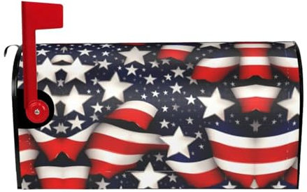 Copertura per cassetta delle lettere con stampa a stelle e strisce con bandiera americana, per decorazioni esterne