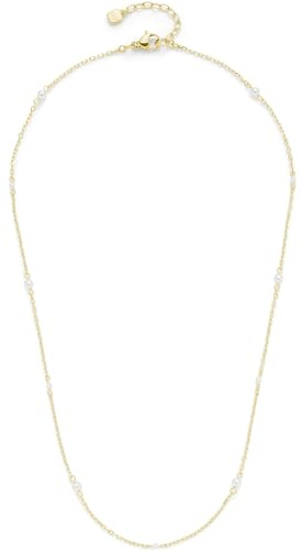 JEWELS BY LEONARDO Halskette Ciao Navina • kurze Anker-Kette aus goldfarbenem Edelstahl • filigrane, weiße Imitationsperlen • 42-47 cm Länge • Schmuck Geschenk Damen • 024583