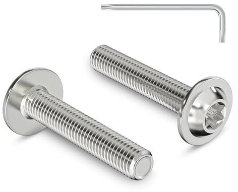 20 tornillos de cabeza alomada M5 x 25 mm con brida, accionamiento torx, acero inoxidable, A2, V2A, rosca completa con llave Torx