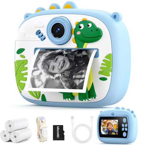 YOZISS Kids Camera Instant Print 1080P HD Instant Camera for Kid | Selfie Vedio Kids Digital Camera with 3 rolls of photo paper, Christmas Birthday Toy Gift for Girls Boys ages 3-12, Blue