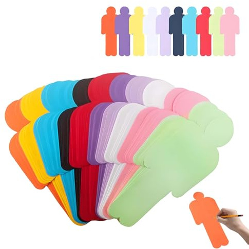150 Stück Mensch Bunt Moderationskarten Set, 10 Farben Präsentationskarten Rund Karteikarten Bunt Metaplankarten Set für Büro Schule Präsentation Vortrag (20x8cm)