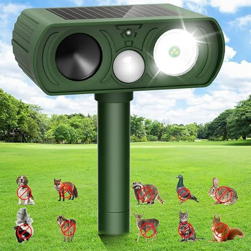 Repelente de gatos para jardines, Reino Unido, espantadores de gatos alimentados por energía solar para jardines, repelente ultrasónico de gatos, impermeable IP54, repelente de perros al aire libre