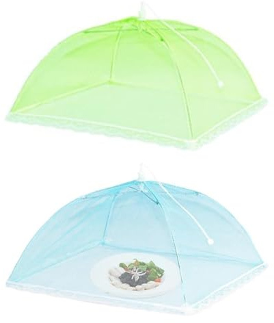 JJiaoLinin Fliegenhaube, 2 Stück Faltbare Abdeckhaube Lebensmittel Abdeckung Mesh-Material Fliegenhaube Faltbare Lebensmittel Fliegenschirm Abdeckhaube für Grill Partys Buffets Camping Picknicks