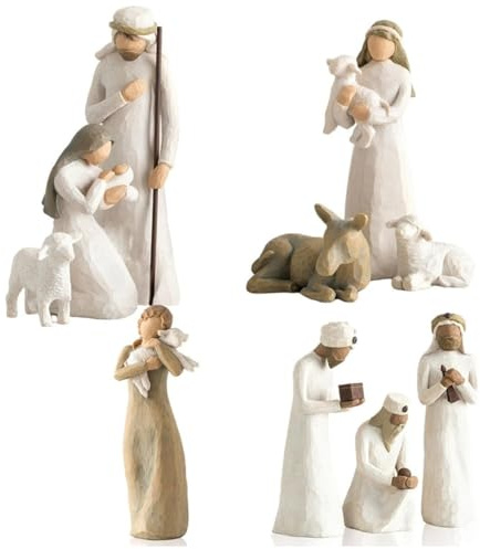 Genérico Presepe Natale con figure moderne in resina, nascita sacra famiglia, decorazione (C)