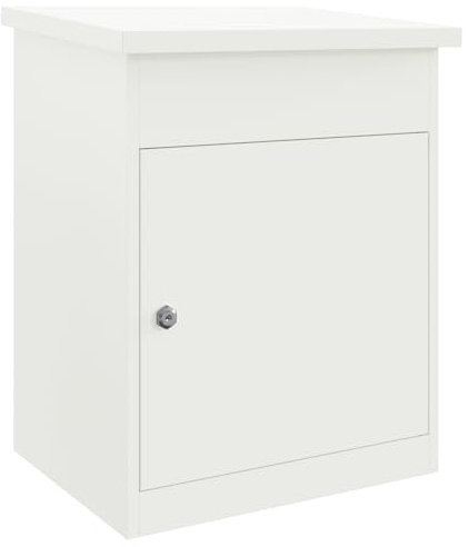 vidaXL Boîte aux Lettres Blanche en Acier 44 x 35 x 59 cm. Résistante à l'eau avec Une Serrure à Came. Finition Mate. Boîte aux Lettres sécurisée pour l'extérieur, avec Une Porte à charnières et Un s