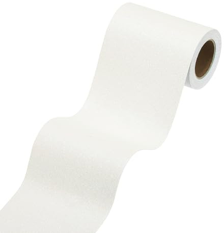 sourcing map Borde de papel pintado con purpurina blanca de 10 x 299 cm, para despegar y pegar, borde de papel de contacto con purpurina brillante para espejo, tablón de anuncios, manualidades