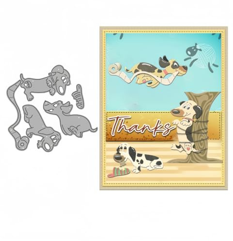 Sredwtk Hund Stanzschablonen Tiere Herbst Metall Prägeschablonen Stanzformen Schneiden für DIY Karte Sammelalbum Scrapbooking Fotoalbum Deko