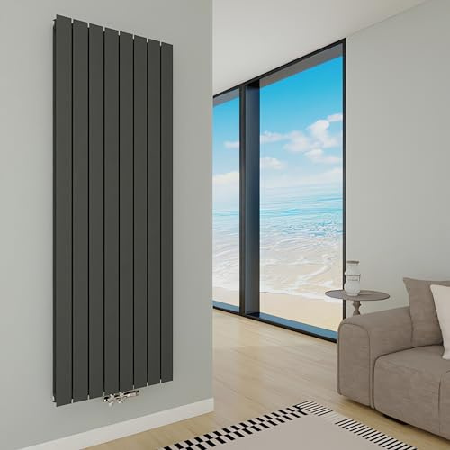 AICA Design Heizkörper Flachheizkörper Paneelheizkörper Wandheizung Vertikal 1800×602mm Mittelanschluss Anthrazit Doppellagig 2305W