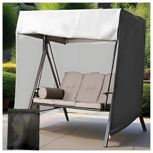 Hollywoodschaukel Abdeckung 3 Sitzer Waterproof and UV-Resistant Schutzhülle Hollywoodschaukel für Rasen, Garten, Party ,Black-223*152*183cm