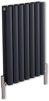 MILANO Anthracite Horizontal Double Oval Panel Aluminium Radiator 600470mm