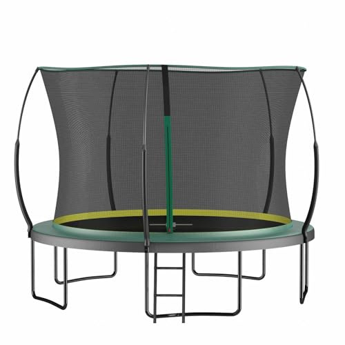 Gartentrampoline 366cm Trampolin Ohne Federn Mit Sicherheitsnetz Elastische Seile Schnelltrocknend Gartentrampolin FüR Kinder Und Erwachsene