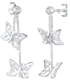 Elli Dam 925 sterling silver Xilion slipade örhängen, Sterlingsilver, Kristall