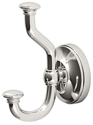 Gatco 4125 Tavern Double Robe Hook, Wall Mounted Bathroom Hook for Towels and Robes, Polished Nickel