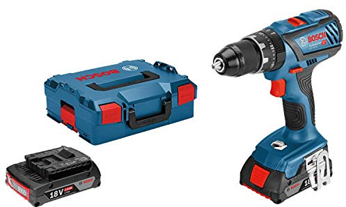 Bosch Professional Trapano Avvitatore Edizione Amazon con Percussione a Batteria GSB 18V-28, 2 Batterie da 2.0 Ah, 18 V, Coppia di Serraggio 63 Nm, Valigetta L-BOXX