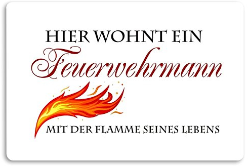 Crealuxe Fussmatte Hier wohnt EIN Feuerwehrmann mit - Fussmatte Bedruckt. Türmatte Innenmatte Schmutzmatte lustige Motivfussmatte