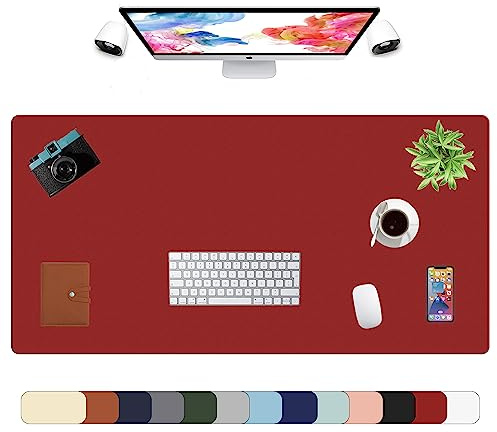 LL-COEUR XXL Gaming Mauspad Leder Wasserdicht Schreibtischunterlage Büro Mausmatte (Weinrot, 1200 x 600 x 2 mm)