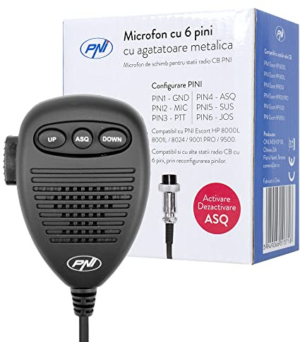 6-poliges Mikrofon mit Metallteil für PNI-Radiosender Escort HP 8000/8001/8024/9000/9001 / 8000L / 8001L