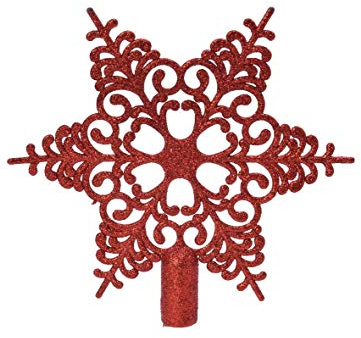 Christbaumspitze Schneeflocke Kunststoff Glitzer 20cm Weihnachtsspitze Tannenbaumspitze bruchsicher rot
