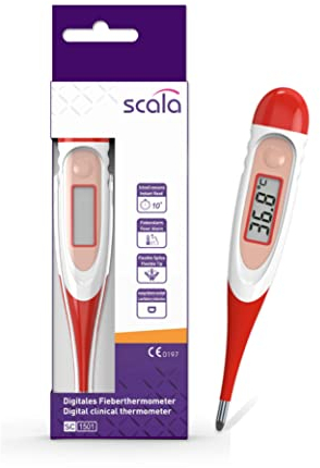 SCALA SC 1501 Flex Speed Termometro Febbre Digitale Clinico, Corpo Rosso