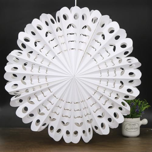 Schneeflocken Papiersterne, Größe Weiß Papier Schneeflocken Weihnachtsdeko, 45cm Faltstern Weihnachten, Blütenform Hängende Papier Stern Dekoration für Winter Weihnachten Hochzeit Taufe Fenster A29-5