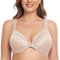 CASOLACE Women's Sexy Lace Plus Size Underwired Unlined Front Fastening Bras Beige 38B