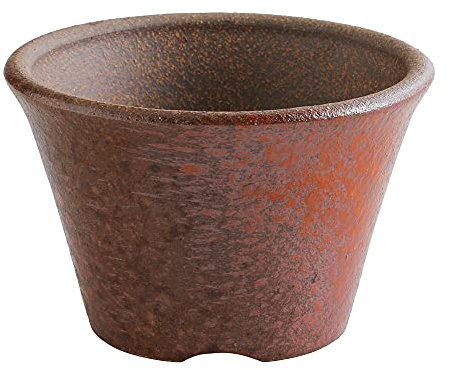 Wazakura Banko Series - Vaso per bonsai piccolo fatto a mano, arrotondato, in ceramica, con foro di drenaggio, 110 mm, realizzato in Giappone, per addestrare il giardino, contanaire, piante grasse