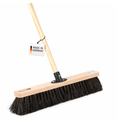 Universal Besen Arenga Borsten 40cm mit Stiel 160cm Lang Holz Besenstiel | Naturfaser-Borsten, Nass- Ölbeständig, QuickFix-Halter, Kehrbesen, Gartenbesen