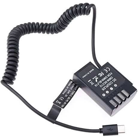 FOTGA USB-C Typ-C auf Decodierte DMW-BLF19 Dummy Akku DMW-DCC12 Koppler Netzteil Federkabel für Panasonic GH3 GH4 GH5 GH5s Kamera