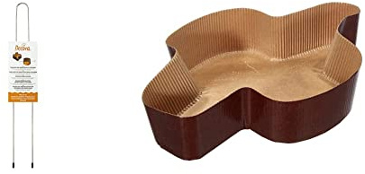 Decora 0064015 SPILLONE Inox per PANETTONE E Colomba 50 CM, Acciaio Inossidabile, Argento & 0320173 Forme Colombe 750 g-5 Pezzi, Carta di Pura Cellulosa, Marrone
