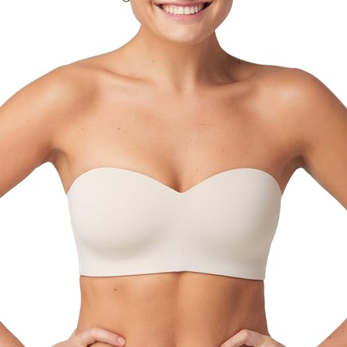 Maidenform Pure Comfort Strapless, Stay-Put Wireless, Full-Coverage Convertible Bra Sujetador, Opaco, Almendra, M para Mujer