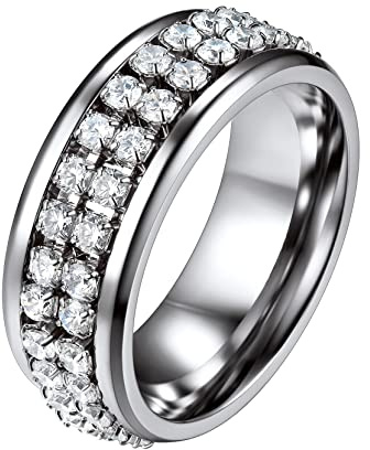 Richsteel Herren Ring gedreht Schmuck für Männer mit Zirkonia Edelstahl Größe 54.5 Farbe Silber