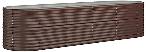 vidaXL Hochbeet, Wetterfestes Hochbeet für Garten Balkon Terrasse, Kräuterhochbeet zum Selber Bauen, Pflanzkasten aus Metall, Verzinkter Stahl Braun