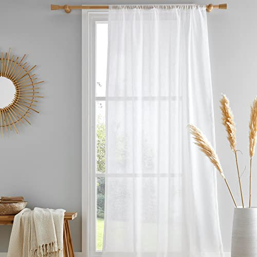 Drift Home - Single Net Curtain for Windows W55 x L48 (140 x 122cm) - Voile Curtain for Bedroom/Living Room - Sustainable Cotton Curtain - Semi-Transparent Curtain - Kayla Collection