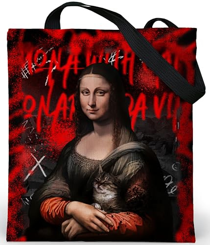 Loxato Tote Bag mit Reißverschluss - Aesthetic Tasche - Samtgewebe Velluto - Stofftasche Damen mit Reißverschluss Groß B37 H42 cm - Jutebeutel Bedruckt - Beuteltasche Damen - Stoffbeutel Aesthetic