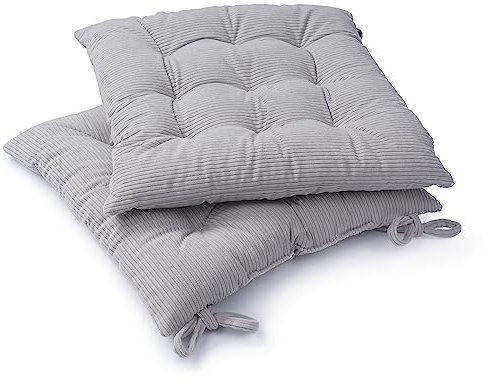 Paco Home Cojín De Asiento con Cintas Sujeción 40x40 Silla Oficina Ergonómico Interior Decorativo Set De 2, Farbe_MuVa:Gris 1, Tamaño:40x40x5cm