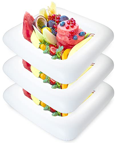 Novelty Place Inflatable Ice Serving Buffet Bar - Salad Food & Drinks Cooler Serving Tray for Summer Party Picnic & Camping (Pack of 3, 24 Inches)