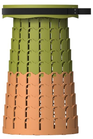 ALEVMOOM Verbesserter Dickerer Zusammenklappbarer Hocker,Teleskophocker mit Kissen, Einziehbarer Klapphocker für Erwachsene zum Campen im Freien und Angeln, Höhe 50cm, Maximale Belastung 450kg