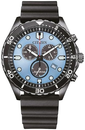 CITIZEN Orologio analogico al quarzo da uomo con cinturino in poliuretano AT2567-18L, Blu, cinghia