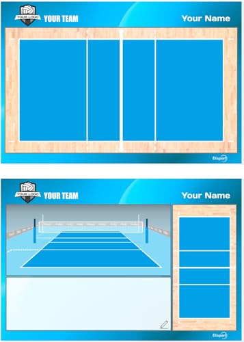 ETISPORT Lavagna Tattica per Allenatore di pallavolo. Doppia Faccia, Adatta a marcatori cancellabili a Secco. Personalizzata con Colore, Stemma o Logo, Nome e Club. (Standard)