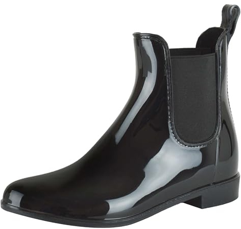 Thingimijigs Bottes en caoutchouc pour femme Chelsea à la cheville de longueur courte pour l'été, idéales pour les festivals, la pluie, Noir , 40 EU
