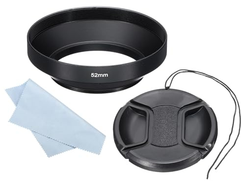 PATIKIL 52mm Paraluce, Ampia Superficie Opaca Antiriflesso Interno con 72mm Tappo Obiettivo e Panno Pulizia per Obiettivo Fotocamera, Nero