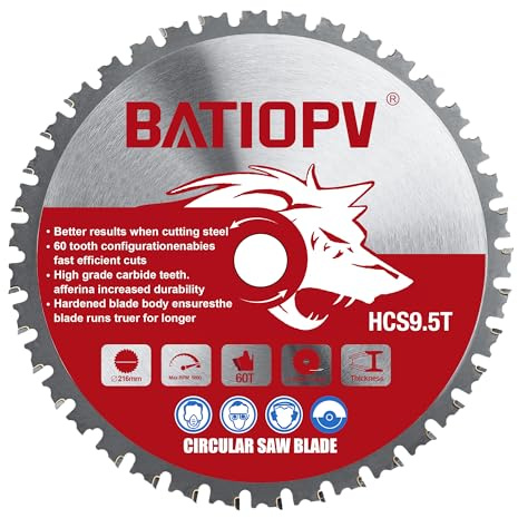 BATIOPV Kreissägeblatt 216 x 30 mm Für Metall, Stahl & Aluminium – Metall Sägeblatt 216x30 aus hochwertigem Hartmetall, mit Bosch, Makita, Einhell & mehr – Präzise & langlebig
