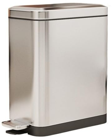 Cubo de basura Bote de basura delgado de acero inoxidable con pedal, cubo de basura estrecho con tapa de cierre suave y cubo interior extraíble for el hogar, cocina y baño Papeleras(Silver,20L)